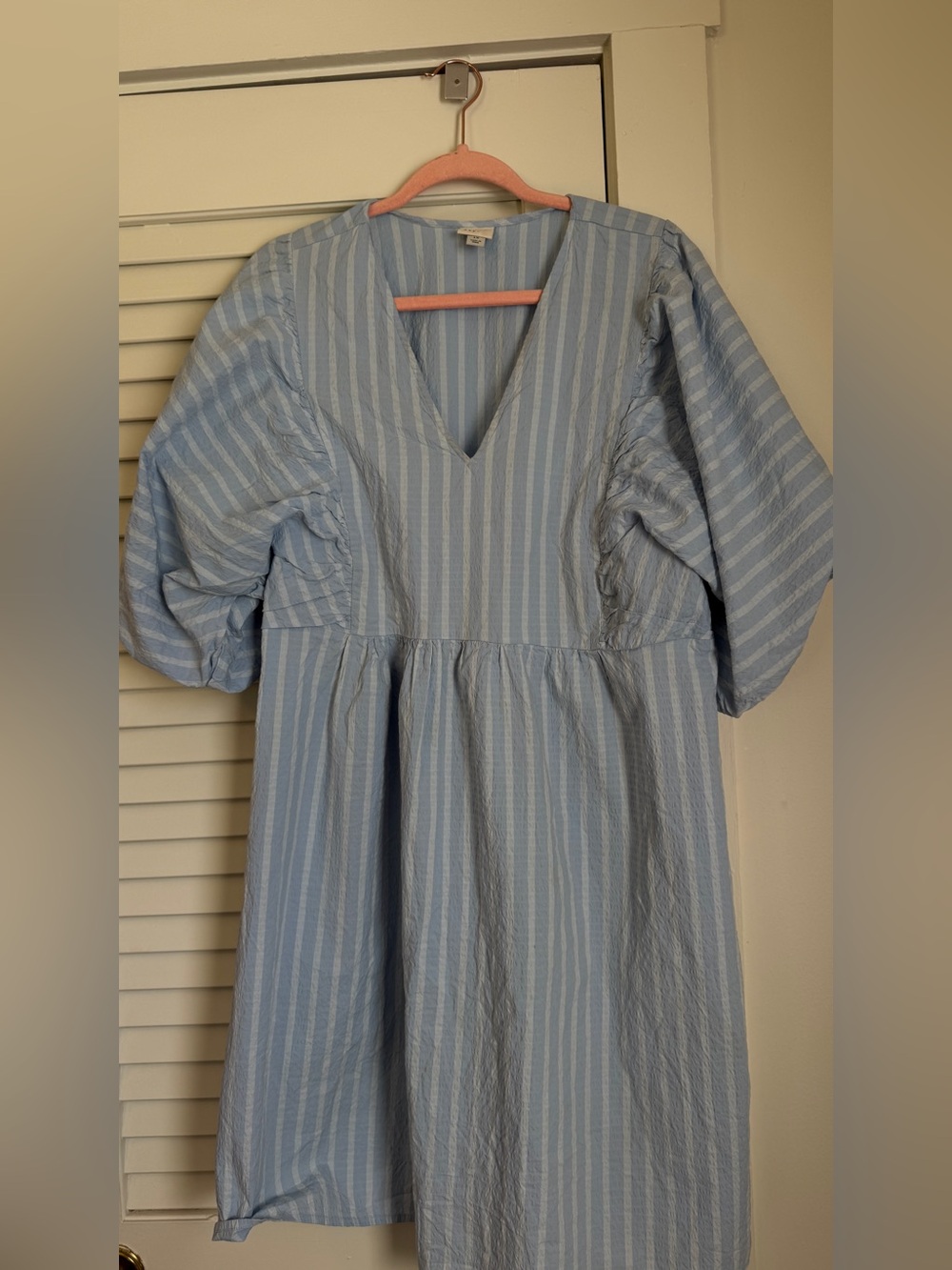 Target Blue and White Striped V-Neck Midi Dress